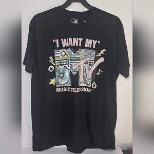 MTV I Want My Retro Boombox Graphic T-Shirt Size 2XL 2xl Black Unisex